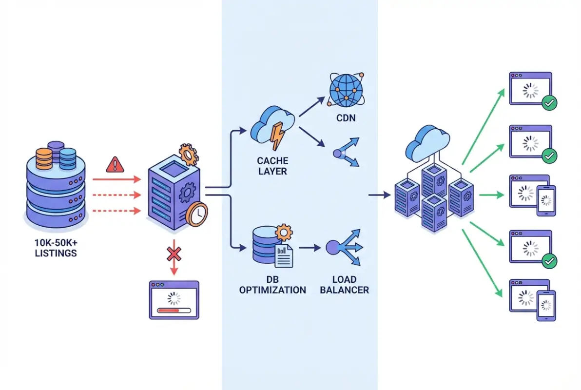 Step-by-step process for WordPress Directory Scalability: Performance Barriers and Solutions for 10K-50K+ Listings