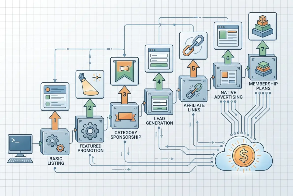 Step-by-step process for 7 Business Directory Advertising Options to Monetize Your Site