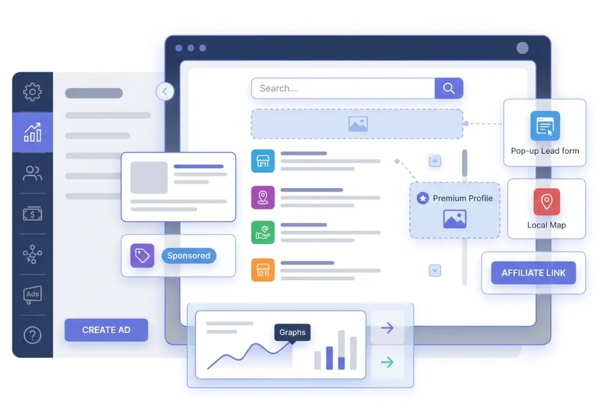 Tools and interfaces for 7 Business Directory Advertising Options to Monetize Your Site