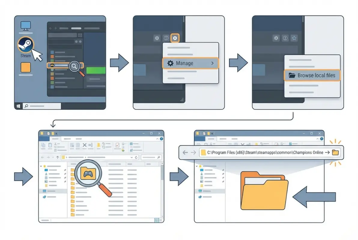 Step-by-step process for Where Is My Champions Online Directory on Steam? 5 Steps to Find It