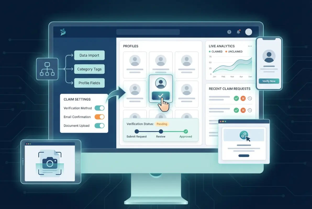 Tools and interfaces for How to Create an Online Directory for 'Claim Your Profile' Functionality