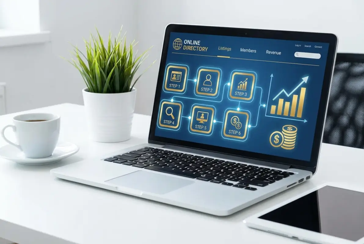 Visual overview of 6 Simple Steps to Create an Online Directory Website That Drives Revenue
