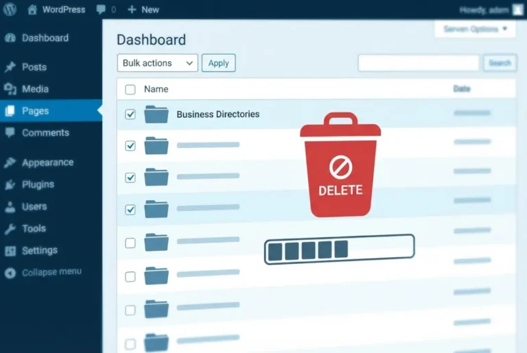 Visual overview of 5 Steps to Delete Multiple Directories in WordPress Business Directory Plugin