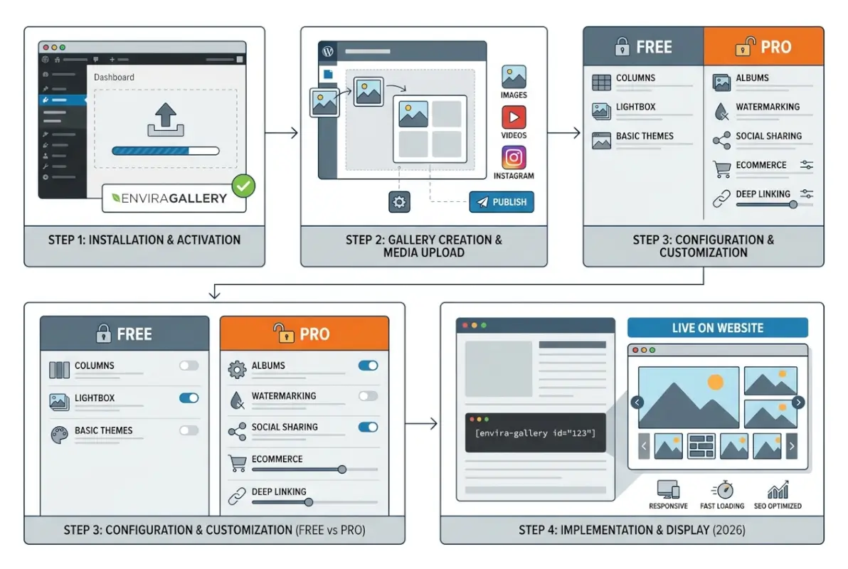 Step-by-step process for Envira Gallery WordPress Plugin Review 2026: Features, Pricing & Free vs Pro Comparison