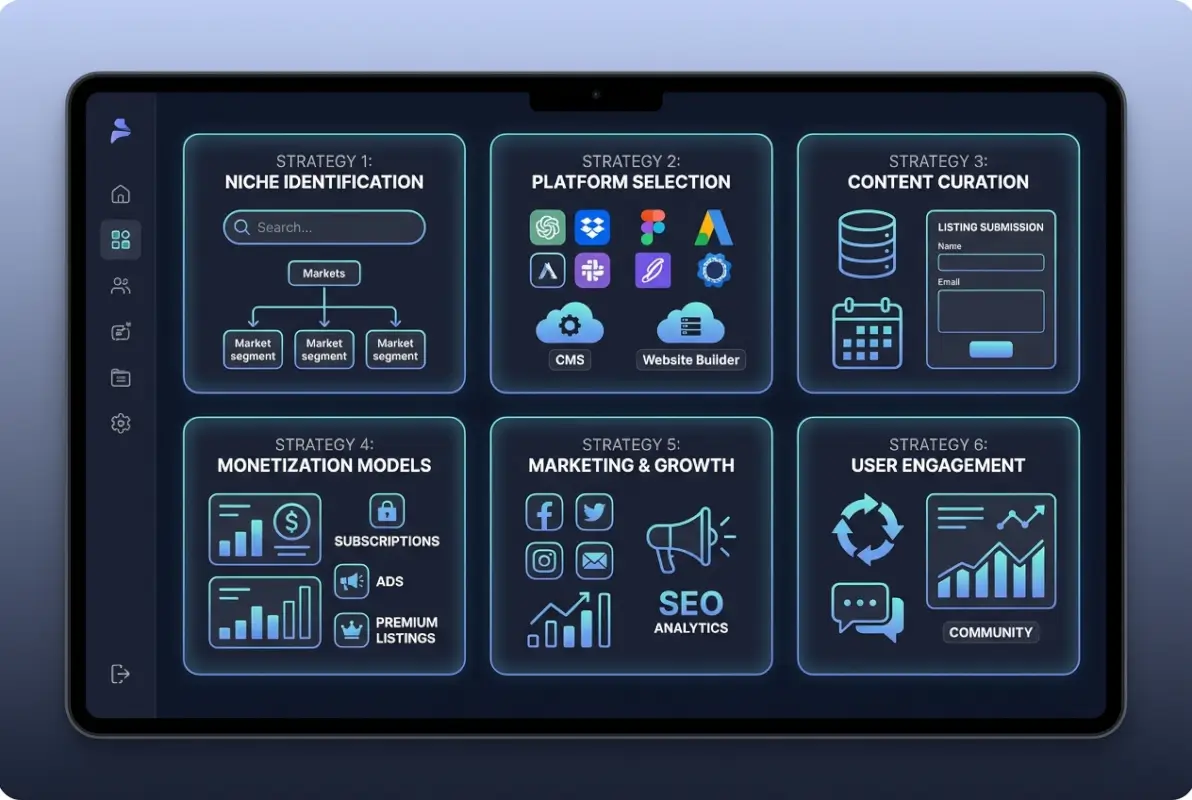 Tools and interfaces for How to Start an Online Directory: 6 Proven Strategies for Success