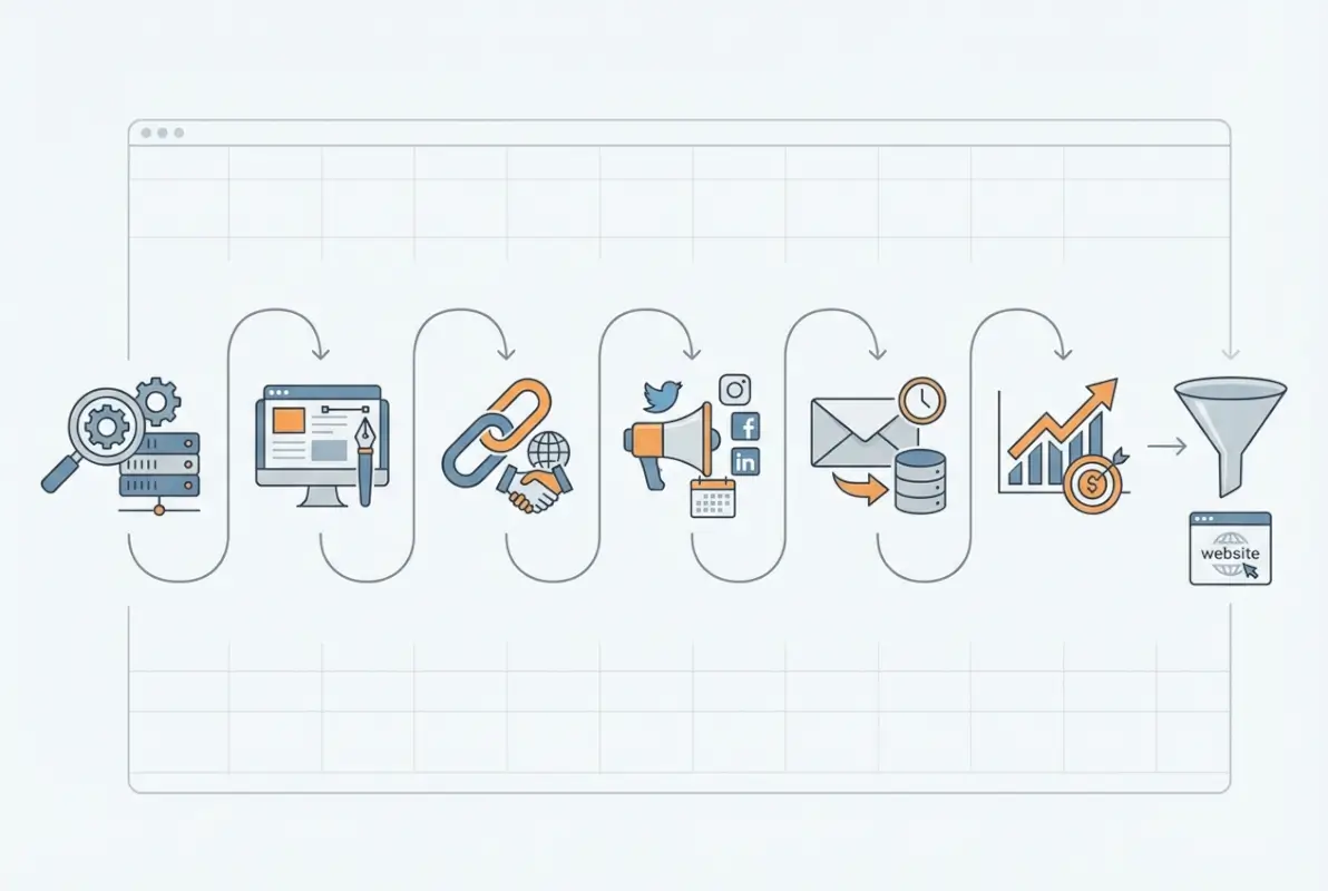 Step-by-step process for 6 Proven Tactics to Promote a Directory Website & Drive Traffic