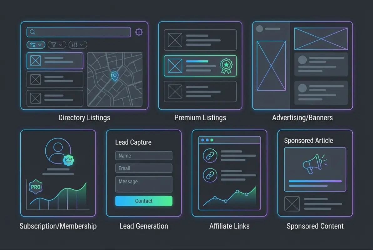 Tools and interfaces for 6 Proven Ways to Earn Money from an Online Business Directory