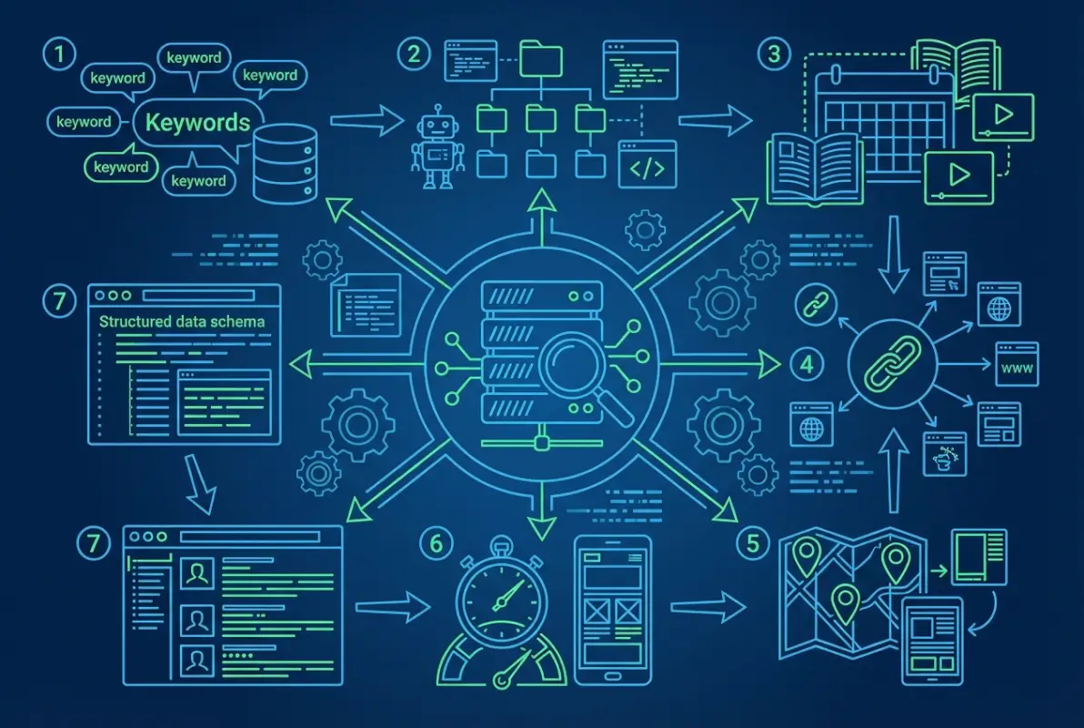 Step-by-step process for 7 SEO Strategies to Rank a Directory Website on Google