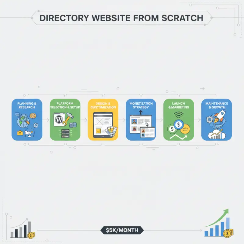 Step-by-step process for Directory Website from Scratch: 7 Steps to Build & Earn $5K/Month