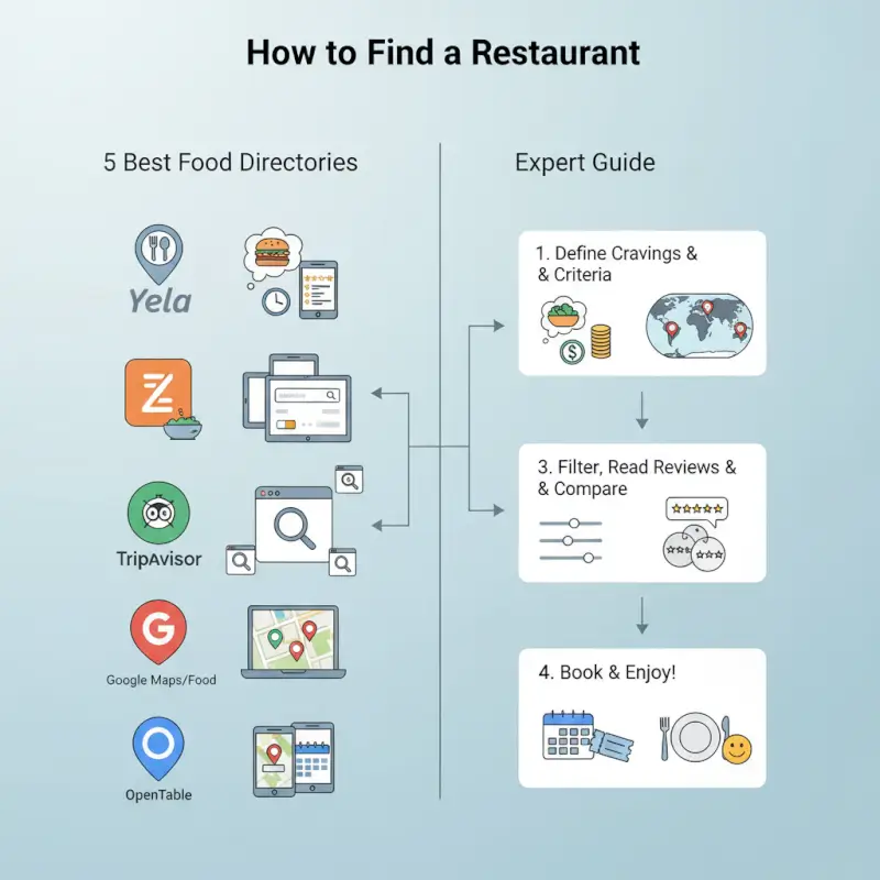 Step-by-step process for How to Find a Restaurant: 5 Best Food Directories & Expert Guide