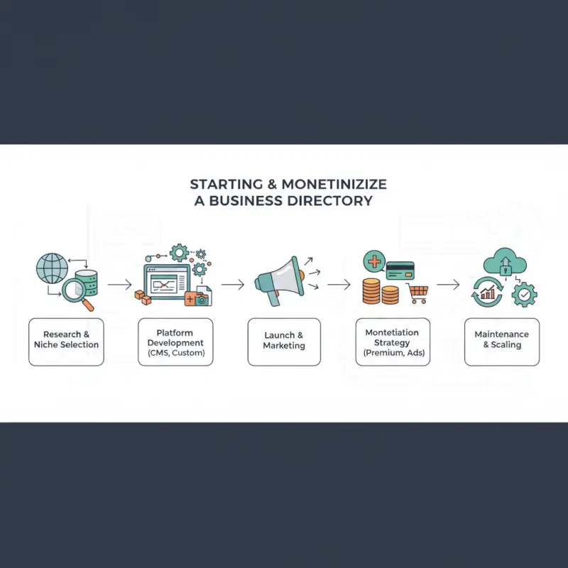 Step-by-step process for How to Start a Business Directory: 7 Steps to Launch & Monetize