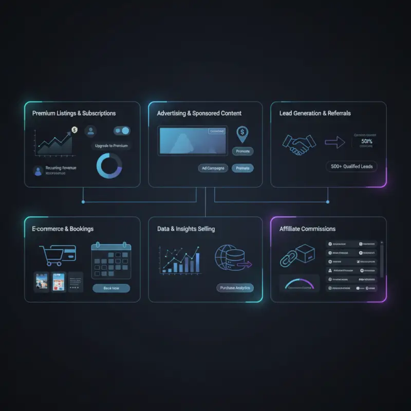 Tools and interfaces for How to Monetize a Business Directory: 6 Revenue Streams to Explore